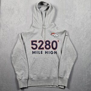 Nike Denver Broncos Hoodie Mens Medium Gray 5280 Mile High Pullover Sweatshirt